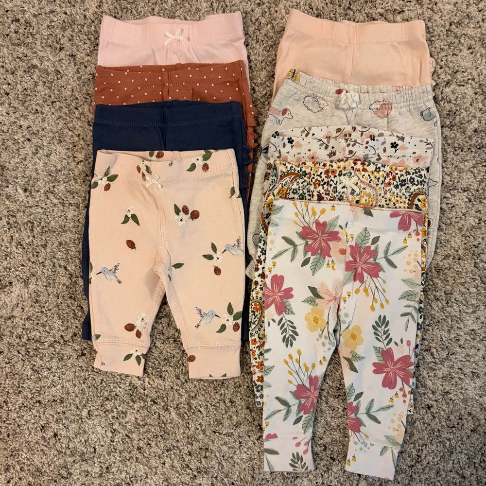 Floral and Patterned Baby Leggings Set